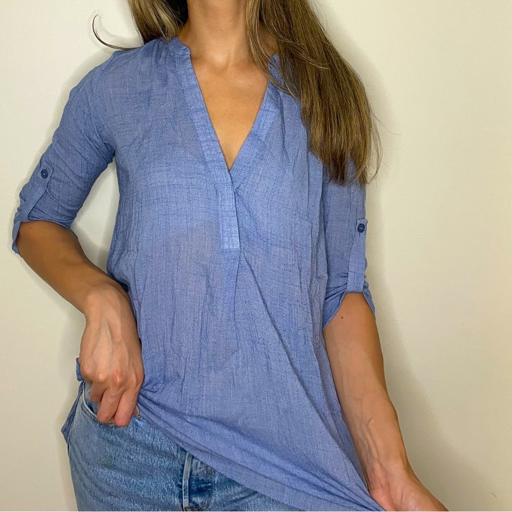 Linen V Neck Blouse